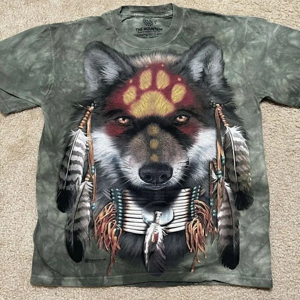 The Mountain Tie Dye Wolves Graphic Made in USA 2014 Long Sleeve T Shirt Size S